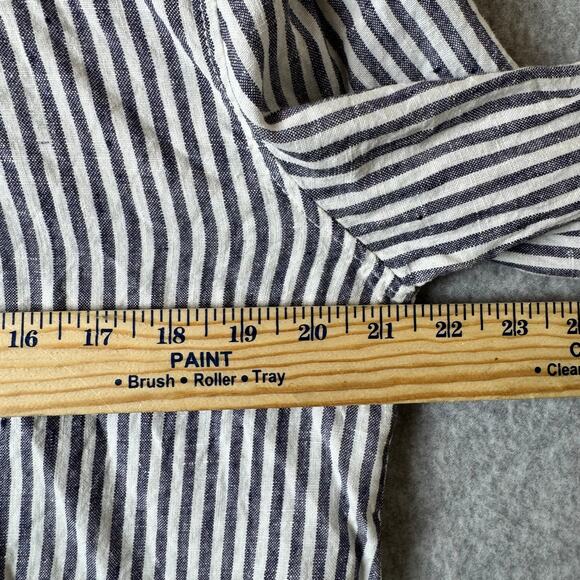 Tahari 100% Linen Button Down Shirt Womens XL Striped Hooded Lagenlook Coastal - Picture 9 of 12